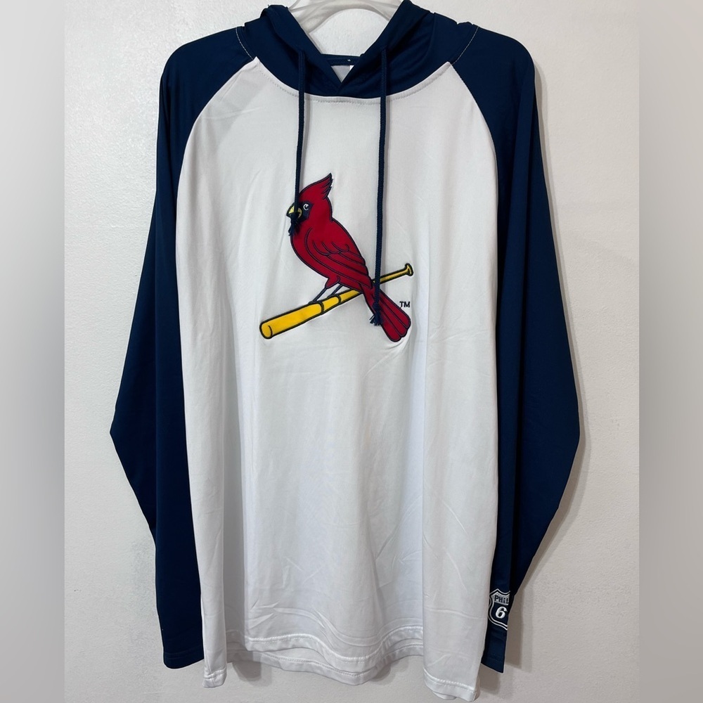 St Louis Cardinals Adult Long-Sleeve Pullover‎ Shirt SGA XL Blue/White